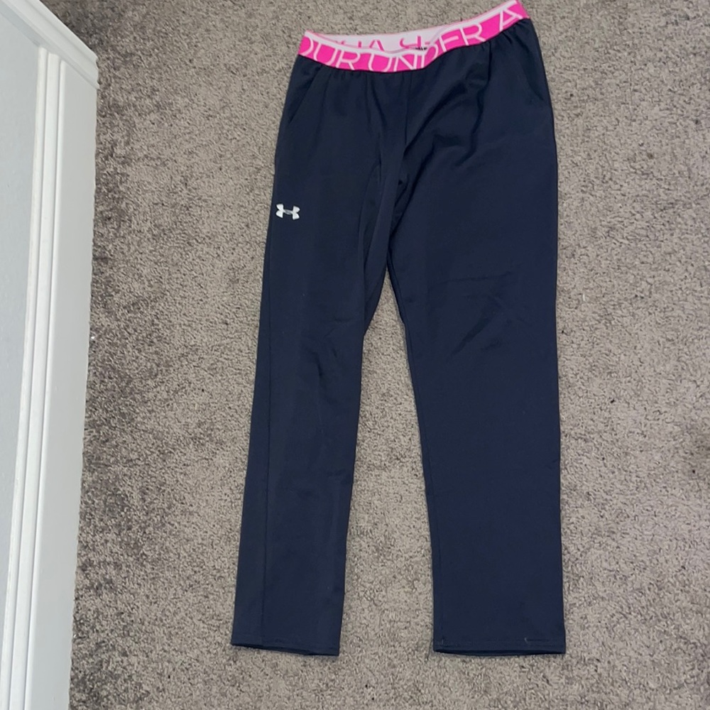Under Armour pants - youth large- gray and pink